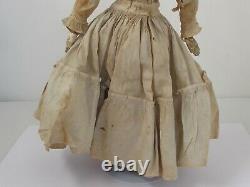 Antique German 17 1/2 Black Hair China Head c. 1860 Original Clothes