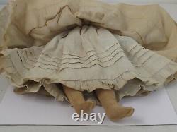 Antique German 17 1/2 Black Hair China Head c. 1860 Original Clothes