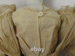 Antique German 17 1/2 Black Hair China Head c. 1860 Original Clothes