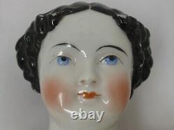 Antique German 17 1/2 Black Hair China Head c. 1860 Original Clothes