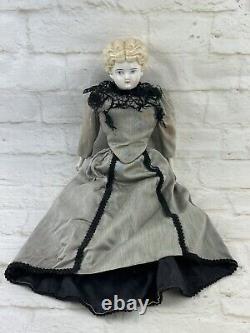 Antique German 18 China Head Doll 1890's Curly Top Blonde Bloomers Petticoat
