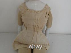 Antique German 19 Black Hair China Head c. 1860 Antique Green Gingham Clothes