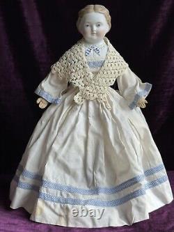 Antique German 19 Kling Dresden Parian Male Doll Styled as Female China Doll