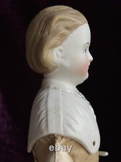 Antique German 19 Kling Dresden Parian Male Doll Styled as Female China Doll