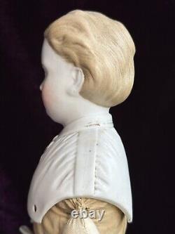 Antique German 19 Kling Dresden Parian Male Doll Styled as Female China Doll