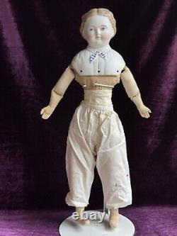 Antique German 19 Kling Dresden Parian Male Doll Styled as Female China Doll