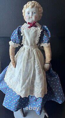 Antique German 22 ABG Alt Beck & Gottschalk 890 Blonde China Head Leather Doll