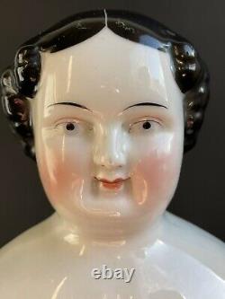 Antique German 22 Flat Top Brunette China Shoulder Head Doll