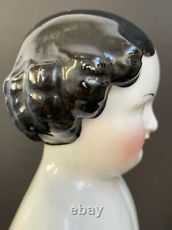 Antique German 22 Flat Top Brunette China Shoulder Head Doll