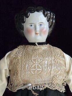 Antique German 25 Flat Top Highbrow China Shoulder Head Doll