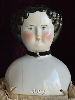 Antique German 25 Flat Top Highbrow China Shoulder Head Doll