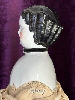 Antique German 25 Flat Top Highbrow China Shoulder Head Doll