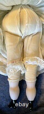 Antique German 26 C1850 Glass Eyed Parian Doll With Nice Outfit
