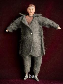 Antique German 6.25 Bisque Miniature Dollhouse Male Mustache Gentleman Doll