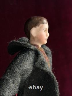 Antique German 6.25 Bisque Miniature Dollhouse Male Mustache Gentleman Doll