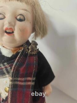 Antique German 9 Bisque Scottish Boy Porcelain Doll Open & Close Eyes Teeth