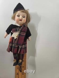 Antique German 9 Bisque Scottish Boy Porcelain Doll Open & Close Eyes Teeth