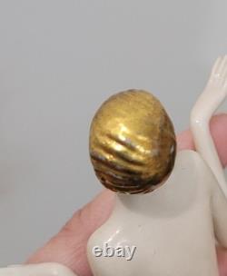 Antique German Art Deco Half Doll Unusual Gold Hair Arms Away Rare