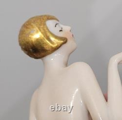 Antique German Art Deco Half Doll Unusual Gold Hair Arms Away Rare