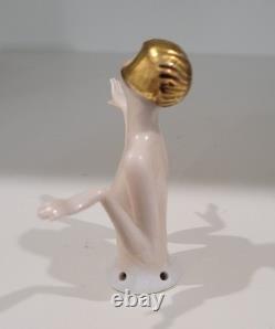 Antique German Art Deco Half Doll Unusual Gold Hair Arms Away Rare