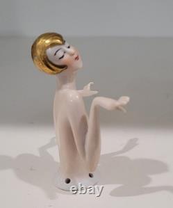 Antique German Art Deco Half Doll Unusual Gold Hair Arms Away Rare