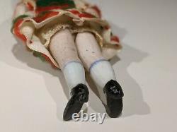 Antique German Bisque Porcelain Miniature Jointed Doll With 3 Inch Markings