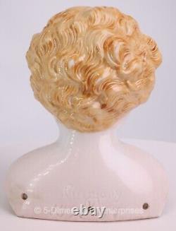 Antique German Blush Bisque Porcelain 5 Doll Head Blonde Curly Hair Kling 189