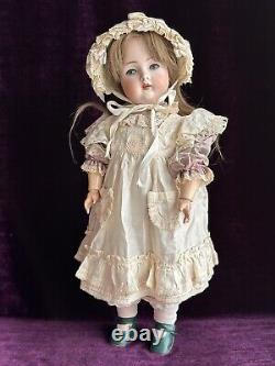 Antique German Bruno Schmidt 17 Bisque Head Girl Doll