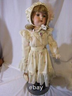 Antique German C M Bergman Porcelain Doll 24 With Fully Jointed Blonde Blue