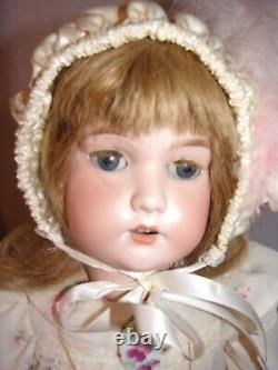 Antique German C M Bergman Porcelain Doll 24 With Fully Jointed Blonde Blue