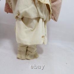 Antique German China Doll Porcelain Head with Wooden Arms and Legs Blue Eyes 10