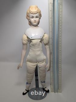 Antique German China Head Doll (1840s 1890s) Rare Hairstyle, Molded Blonde