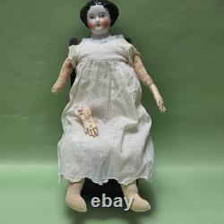 Antique German China head doll 15 inches tall and also included doll chair