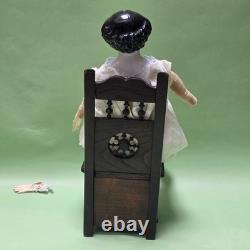 Antique German China head doll 15 inches tall and also included doll chair