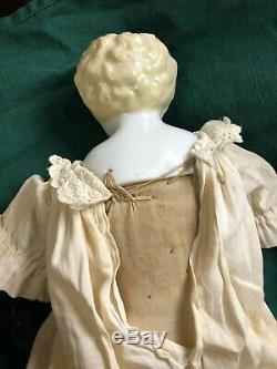 Antique German Doll (Porcelain-head only, 1860s) in a vintage Chemise