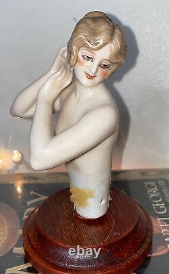 Antique German Dressel Kister Half Doll Pin Cushion Lady Arms Away & Back Marked