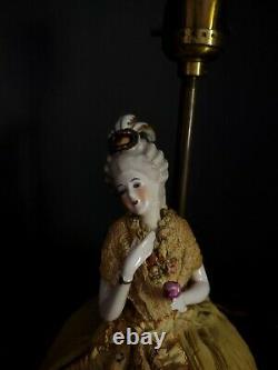 Antique German Dressel Kister Porcelain & Lace Half Doll Lamp Pin figurine