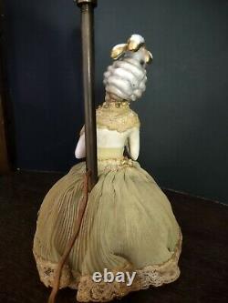 Antique German Dressel Kister Porcelain & Lace Half Doll Lamp Pin figurine