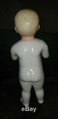 Antique German Frozen Charlie China Porcelain Approx. 15.5 Blonde Boy Doll