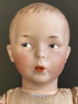 Antique German Gebruder Heubach 8774 Whistling Jim Bisque Doll Original Label