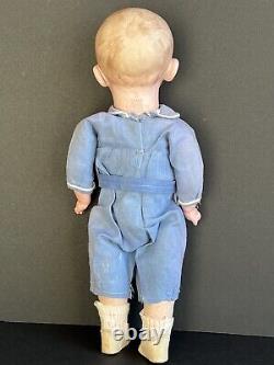 Antique German Gebruder Heubach 8774 Whistling Jim Bisque Doll Original Label