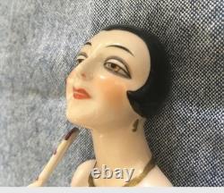 Antique German Half Doll Large flapper 1920 Exquisite Lady Perfect Porcelain