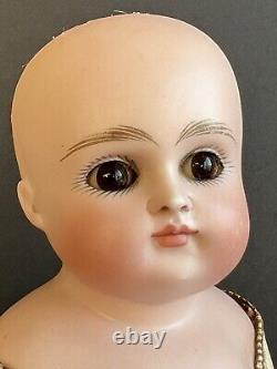 Antique German Kestner 16 Closed Mouth Turned Bisque Head Doll Kid Body