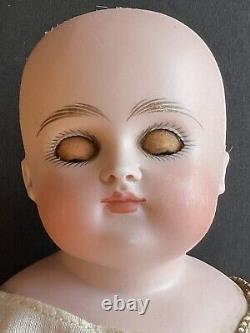 Antique German Kestner 16 Closed Mouth Turned Bisque Head Doll Kid Body