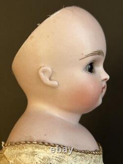 Antique German Kestner 16 Closed Mouth Turned Bisque Head Doll Kid Body