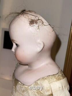 Antique German Kestner Bisque Head Doll Closed Pouty Mouth Leather Body Fashion