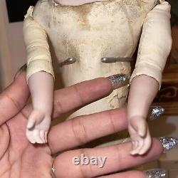 Antique German Kestner Bisque Head Doll Closed Pouty Mouth Leather Body Fashion