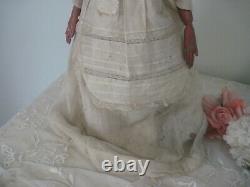 Antique German Kister Covered Wagon Shoulder Head China Doll c1850