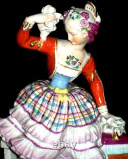 Antique German Meissen Beautiful Lady Dancer Doll Porcelain Figurine
