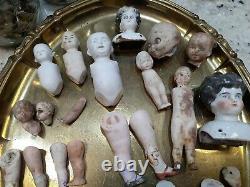 Antique German Porcelain Bisque Doll Baby Head Body Legs Arms Body parts Lot #2